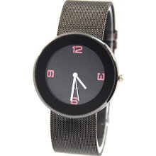 Fashion Design Black Mesh Steel Quartz Wrist Watch Mens Boys Sports Style