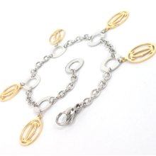 Fashion Fine Stainless Steel Circle Gold Round Lobster Clasp Bracelet Gift