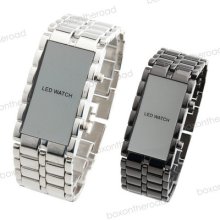 Fashion Lava Led Women Men Stainless Steel Trendy Quartz Wristwatch 2colors