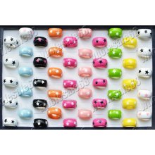 Fashion Lots 10ps Resin Mixed Color Cute Unisex Finger Rings Pretty Free