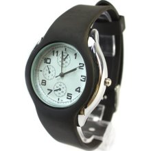 Fashion Men Women Date Sport Rubber Quartz Wrist Watch Compass White