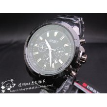 Fashion Men's Quartz Sport Hands Clock Day Date Black Steel Wrist Watch 8009