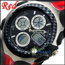 Fashion Ohsen Men Quartz Rubber Strap Date Sprot Wrist Watch Outdoor Boys Ca