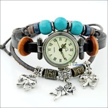 Fashion Retro Bracelet Womens Quartz Vintage Bead Wrist Watch Classic Lady C