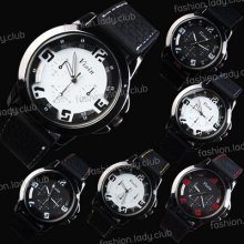 Fashion Sew Silicone Rubber Band Men's Unisex Quartz Jelly Wrist Watch Gift