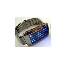 fashion watch stainless steel blue led watch digital date lights