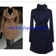 Fashion Women's Winter Wool Coat Cashmere Blending Wide Lapels Jacket Y10