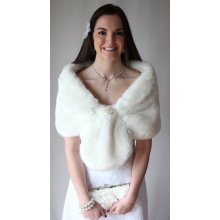 Faux fur wrap bridal stole Ivory 800MM-IVY for sandy