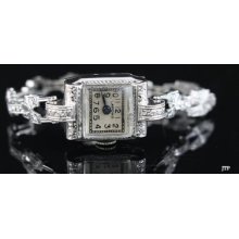 Fine Ladies Platinum & Diamond Art Deco Wristwatch