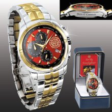 Forever Keepsake Firefighter's Blessing Chronograph Watch Duty & Courage Fireman