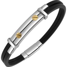 Forzieri - Forzieri Men's Stainless Steel and Rubber Screws Bracelet