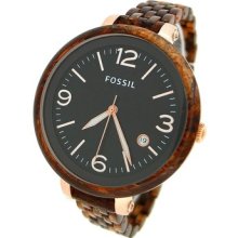 Fossil Bridgette Heather Burlwood Resin Rose Gold Jr1408 Womans Ladies Watch