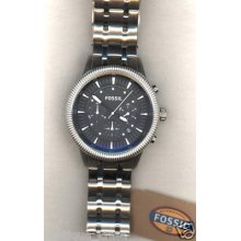 Fossil Fs4589 Chronograph Stainless Steel Silver Bracelet Black Dial Menâ€™s