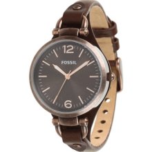 Fossil Georgia Brown Leather Ladies Watch Latest Es3200