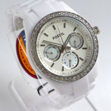 Fossil Multi White Dial Ladies Crystals Watch