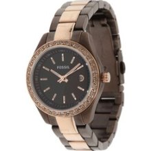 Fossil Stella Chocolate Two Tone Stainless Steel Ladies Watch Es3000