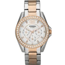 Fossil Watch, Womens Chronograph Riley Two Tone Stainless Steel Bracel