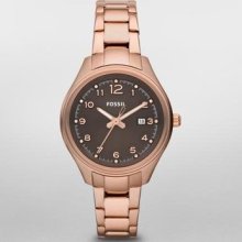 Fossil Women Flight Mini Plated Stainless Steel Watch Rose Am4366