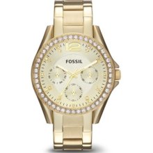 Fossil Women Riley Multifunction Stainless Steel Watch â€“ Gold-tone Es3203