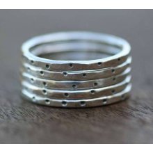 Freckles Simple Sterling Silver Stacking Rings Five Pack