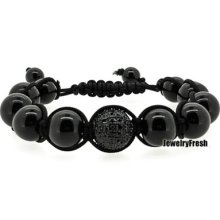 Full Jet Black Single Iced Bead Disco Ball Bling Bling Bracelet