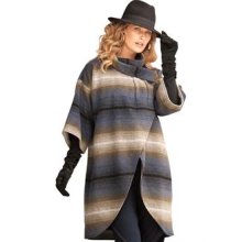 Funnel Neck Ombre Coat (BLUE BLACK PRINT