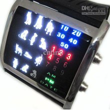 Funy Watch Dog Watch Flash Watch Led Light Dot Matrix Digital Mens W