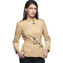 G.I.L.I. Military Style Belted Jacket with Pockets & Button Detail