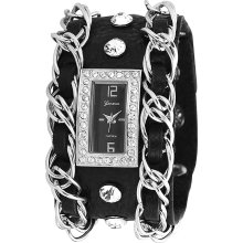 Geneva Platinum 9561 Women's Rhinestone-accented Studded Chain Snap W