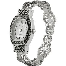 Geneva Platinum Ladies' Convex Marcasite Watch