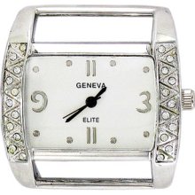 Geneva Platinum Rhinestone-accented Rectangle Watch Face