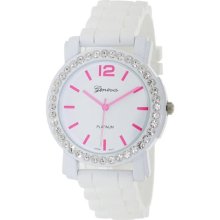 Geneva Platinum Women's 2767.White.HotPink White Silicone Quartz ...