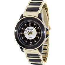 Geneva Platinum Women's 3374.Black.Gold Two-Tone Ceramic Quartz W ...