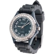 Geneva Platinum Women's Quartz Grey Silicone Rubber Strap Watch