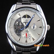 Gentle Mens Automatic Wind Up Mechanical Analog Steel Wrist Watch Gift