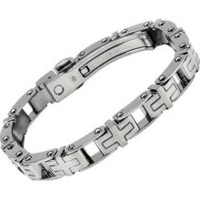 Gent's Bracelet-genuine Diamond-stainless Steel By Simmons Jewelry Co