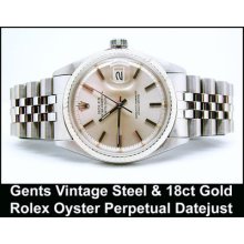 Gents Steel & 18k White Gold Rolex Oyster Perpetual Datejust (silver Dial)