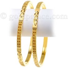 Gold Bangles Set Of Two Size 2-9/16th Inches 22K