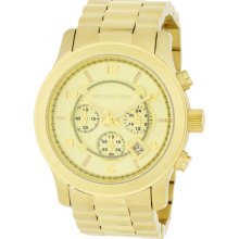 Gold Tone Quartz Date Chronograph Link Bracelet