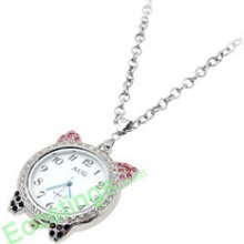 Good Jewelry Elegance Necklace Flier Piggy w.Crystal Pendant Quartz Watch