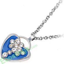 Good Jewelry Necklace Stainless Quartz Love Clock Watch - Silver & Blue