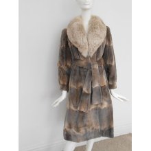 Gorgeous Vintage Sheared Muskrat Fur Coat With Fox Fur Collar Amazing