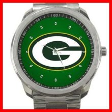 Green Bay Packers Football Silvertone Sports Metal Watch 32903599