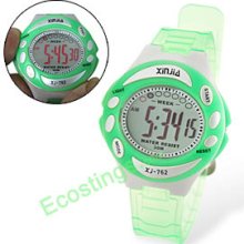 Green Girls Good Digital Sports Wrist Alarm Watch Stopwatch