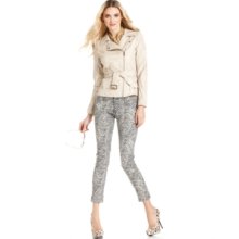 Guess Jacket, Belted Asymmetrical Crinkle Faux-Leather