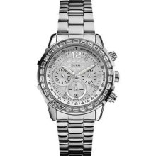 Guess Women Chronograph Silver Dial Silver Band Watch U0016l1