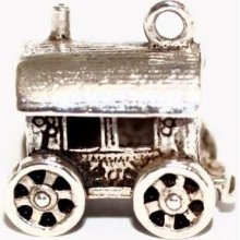 Gypsy Wagon Vintage Sterling Silver Bracelet Charm 2.6g