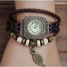 Hand-woven highend suede brecelet watch, leather retro watch,unisex charm bracelet watch DA015