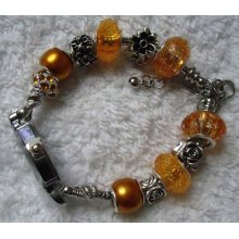 Handmade Gold Beaded Charm Bracelet Watch Ideal Gift, Present