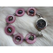 Handmade Interchangable Beaded Bracelet-Watch (black/'silver')